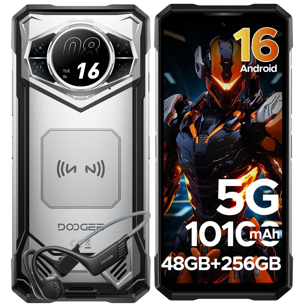 DOOGEE S200 5G Smartphone Rugged 6.72" 10100mAh Battery 12GB 256GB 120Hz Display 100MP AI Main Camera  Android 14 NFC