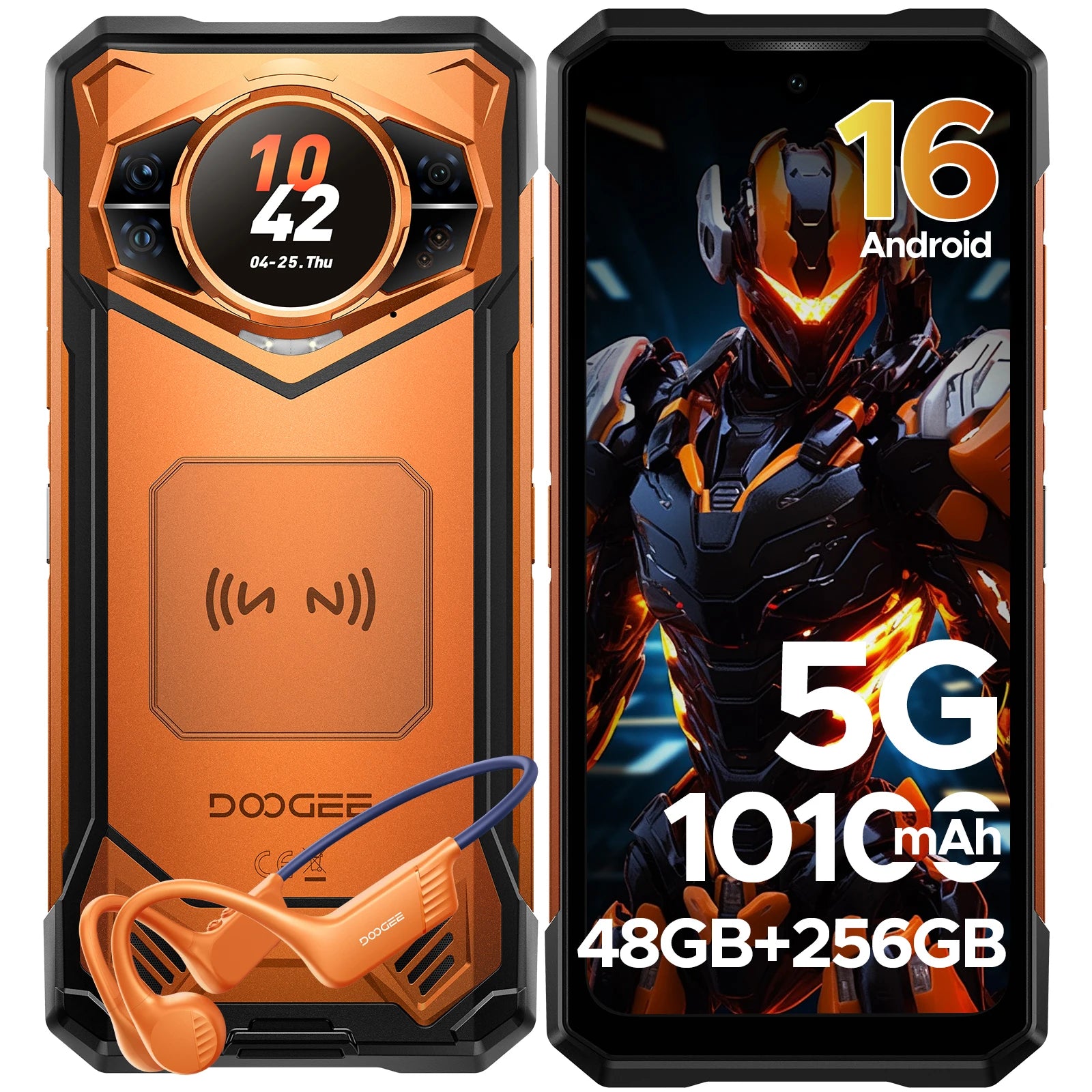 DOOGEE S200 5G Smartphone Rugged 6.72" 10100mAh Battery 12GB 256GB 120Hz Display 100MP AI Main Camera  Android 14 NFC