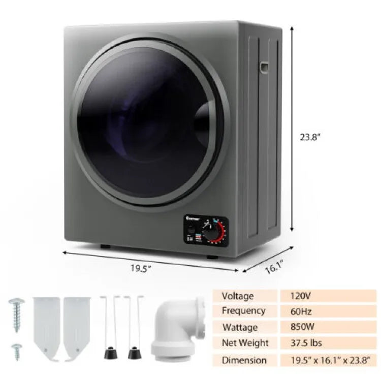 1.5 Cu .ft Compact Portable Electric Clothes Laundry Dryer w/Stainless Steel Tub