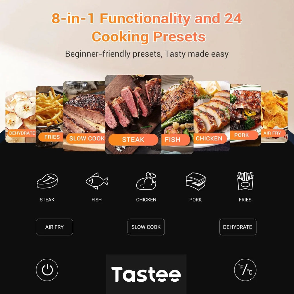 Air Fryer, 8-In-1 Compact 5.5QT Airfryers, 450°F Digital Airfryer Dehydrator