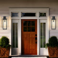 20"(H) Set of 2 Modern Outdoor Wall Sconces Black Frame Clear Glass Weatherproof Porch/Garage E26 No Bulbs