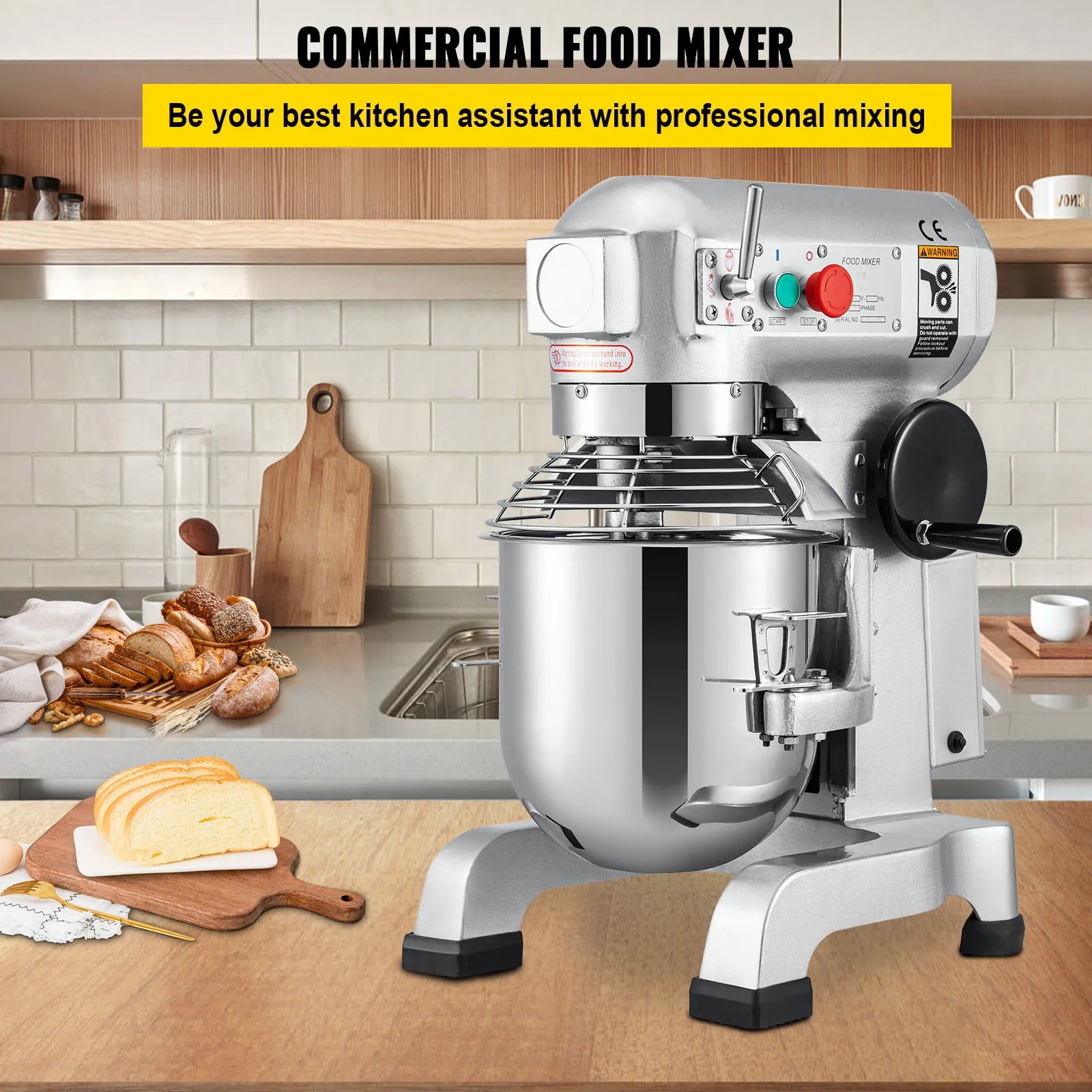 SucceBuy 10- 30L Electric Dough Machine Stainless Steel Commercial Cream Egg Whisk Mixer Processor Kitchen Food Stand Blender