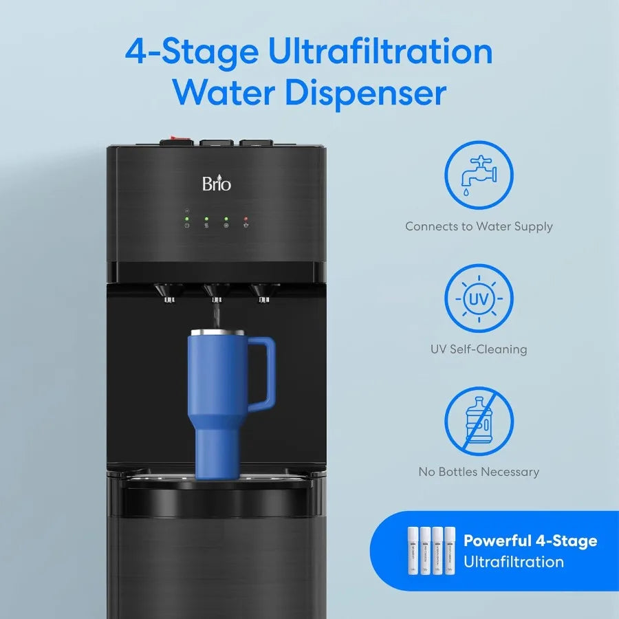 Bottleless Water Cooler Dispenser with 4-Stage Filters Removes PFAS Microplastics for Clean Drinking Water NSF Certified 3 Temp
