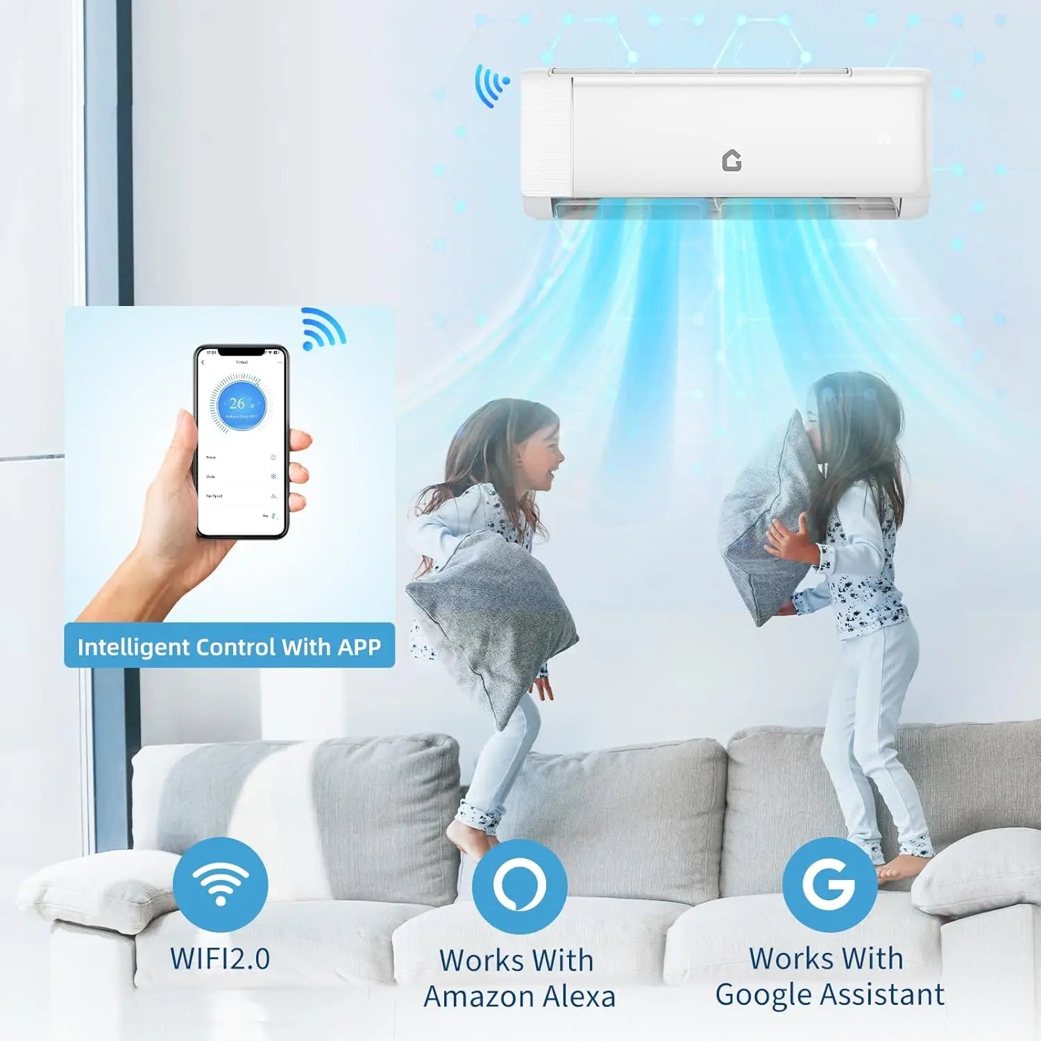 High SEER 18.5-22 Inverter Mini Split Air Conditioner Heat Pump – 9000-24000BTU 115V/230V WiFi Remote Easy Installation For Home