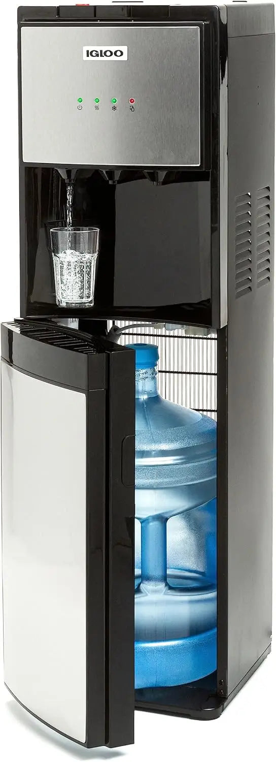 Hot Cold Room Temperature Water Dispenser - Stainless Steel, 3 & 5 Gallon Jugs, Child Safety Lock for Home Office Kitchen