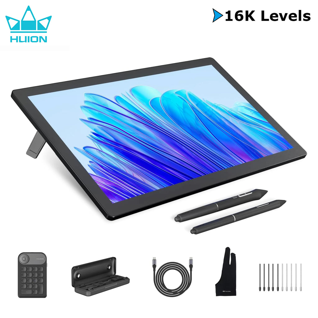 Huion Tablet Kamvas Pro 19 Graphics Tablet 18.4" Monitor 4K UHD Full Touchscreen Drawing Display 16K Levels Pressure Dual Pen