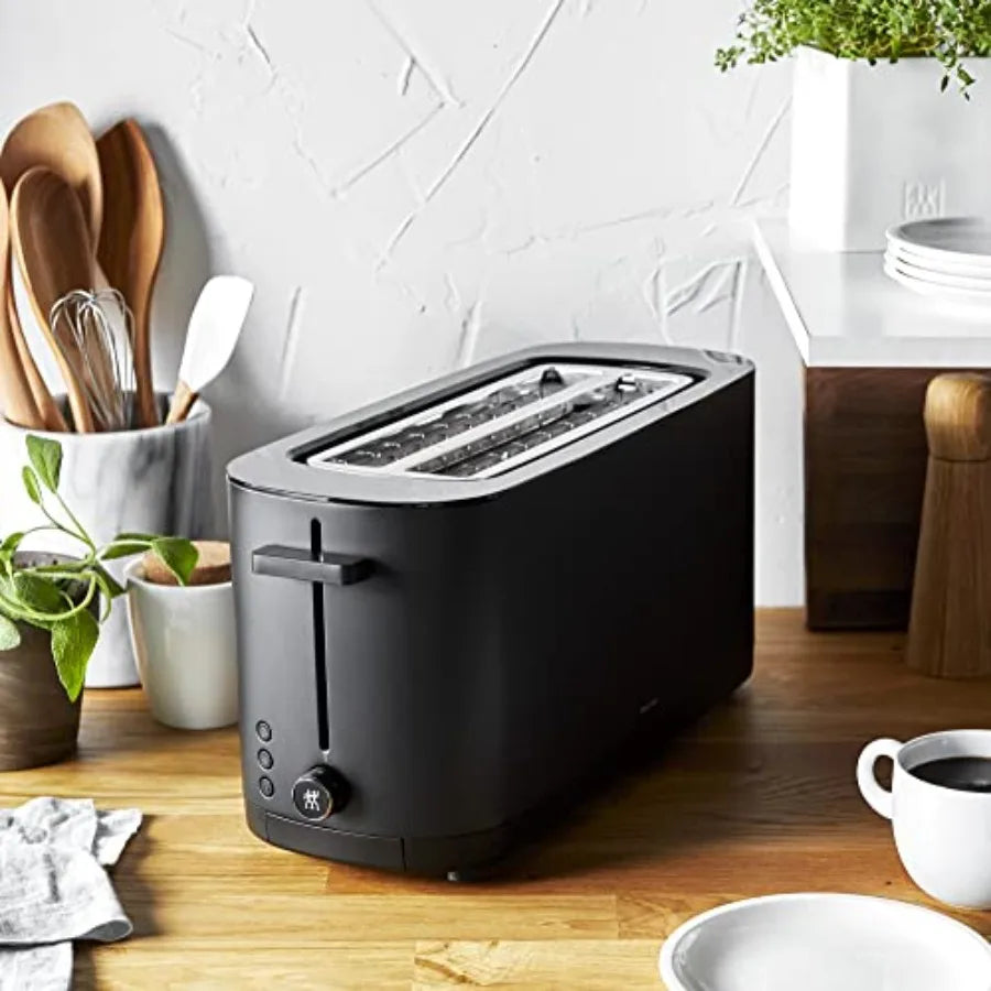 Enfinigy 4-Slice Long Slot Toaster Extra Wide 1.5 Slots for Bagels and Toast Black