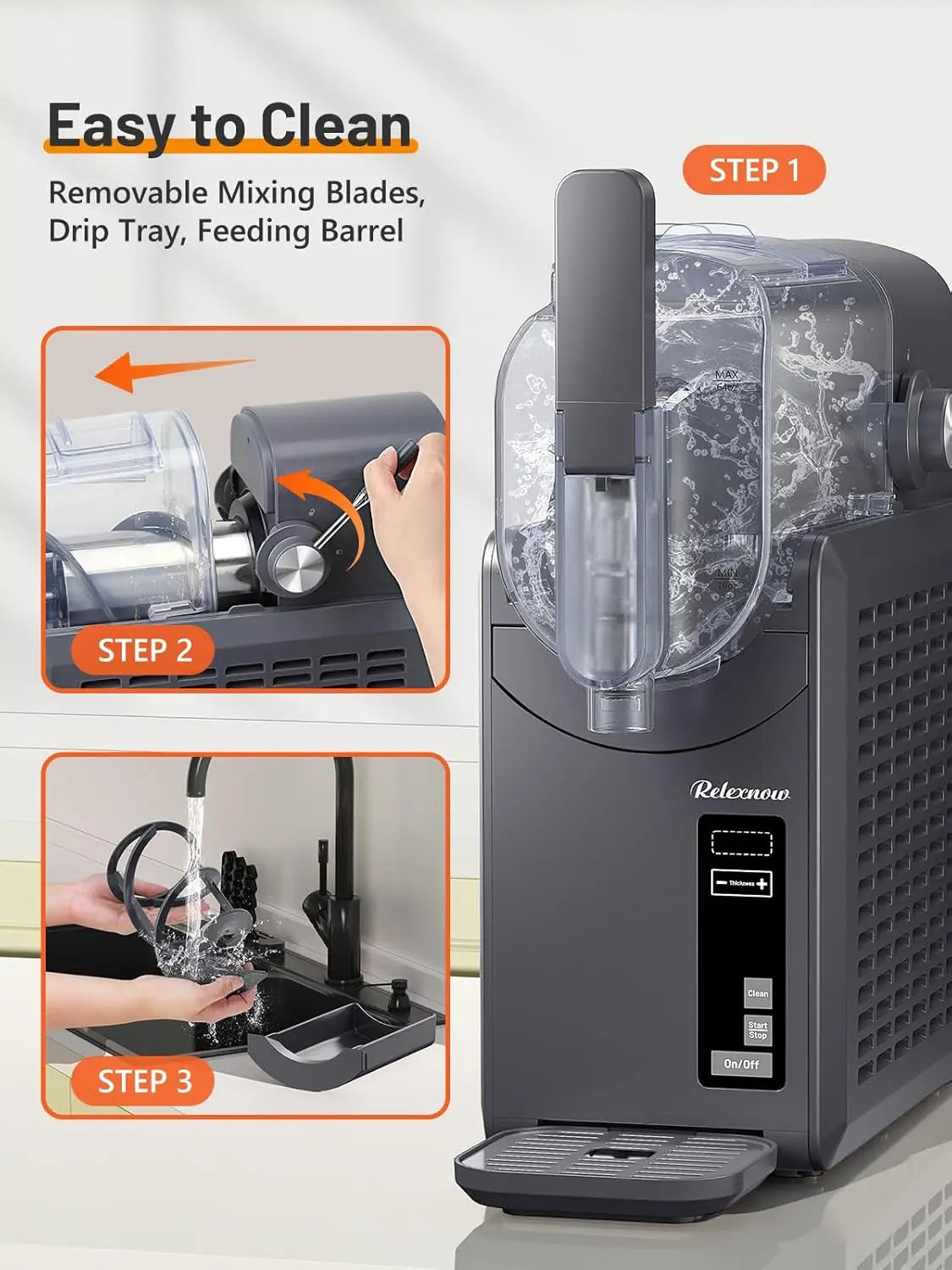 Slushie Machine No Ice Needed, 88 oz Frozen Drink Maker with Self-Cleaning for Margaritas, Frappés & More
