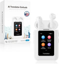 AI Translation Earbuds Real-Time in 144 Languages, Offline Device for Business Conferences, No App Needed (White)