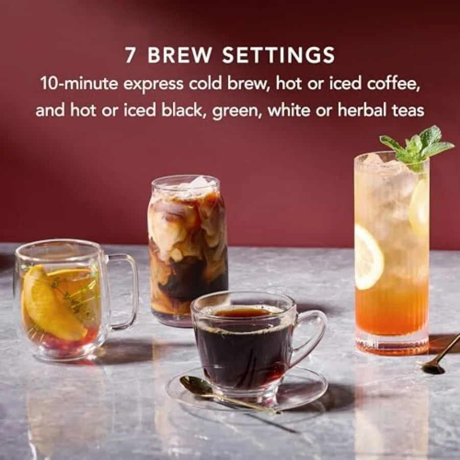 Hot Cold Brew Coffee Maker Tea Brewer for Home Use with Stainless Steel Filter Black Design Energy Efficient and Easy to Clean