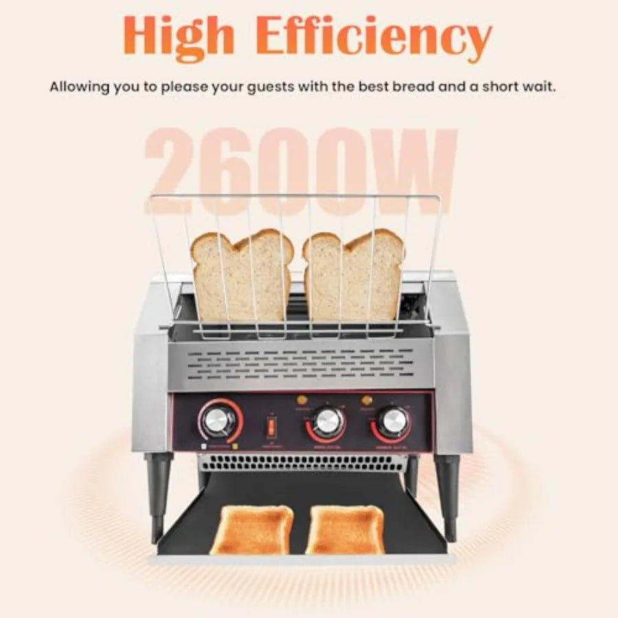 150-450 Slices/Hour Commercial Conveyor Toaster Stainless Steel Heavy Duty Industrial Bread Baking Machine with 3 Ring Heating