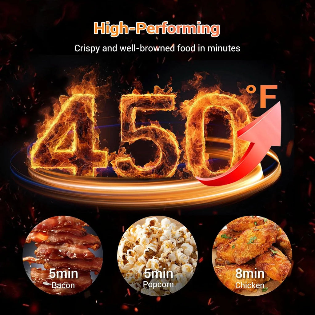Air Fryer, 8-In-1 Compact 5.5QT Airfryers, 450°F Digital Airfryer Dehydrator