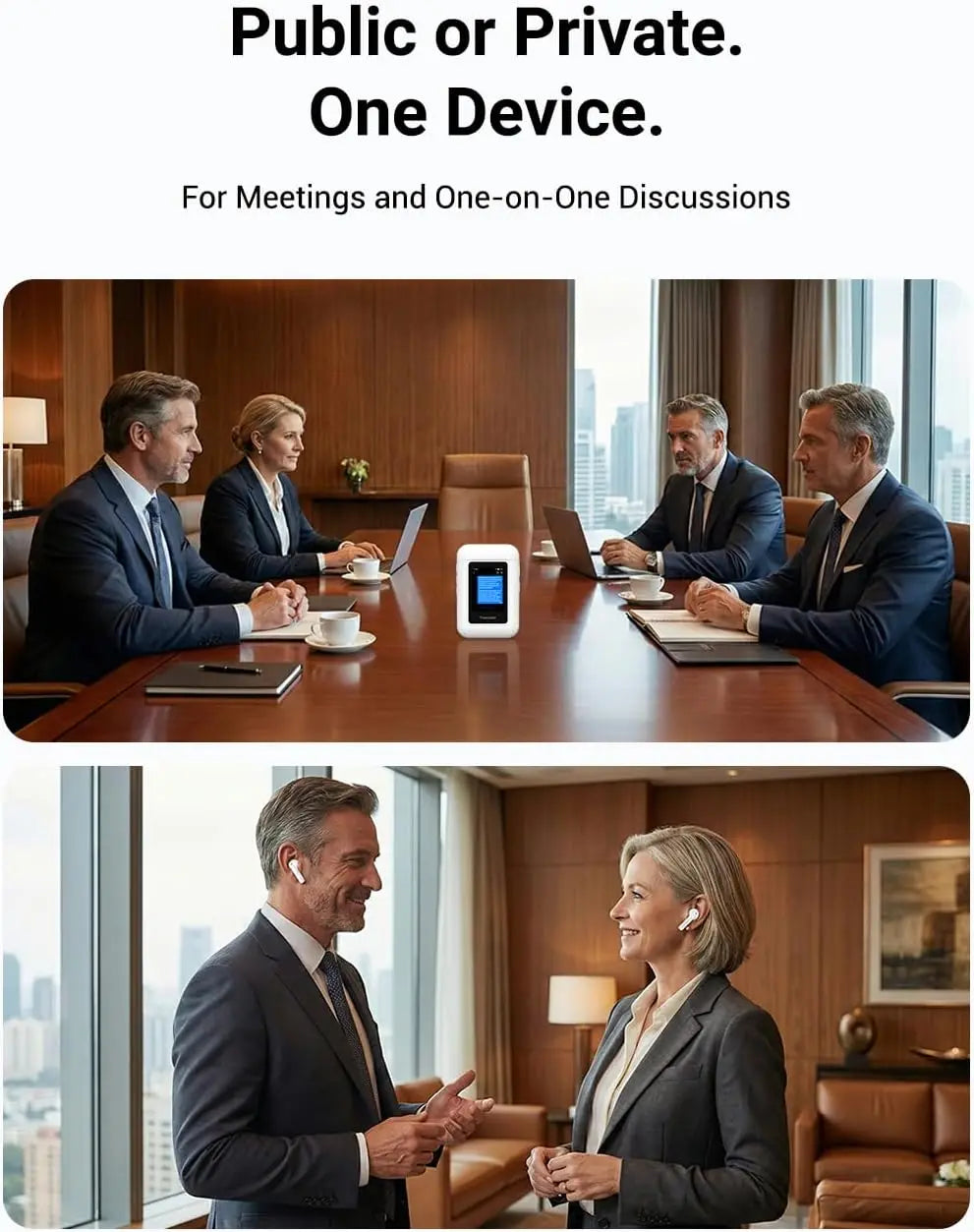 AI Translation Earbuds Real-Time in 144 Languages, Offline Device for Business Conferences, No App Needed (White)