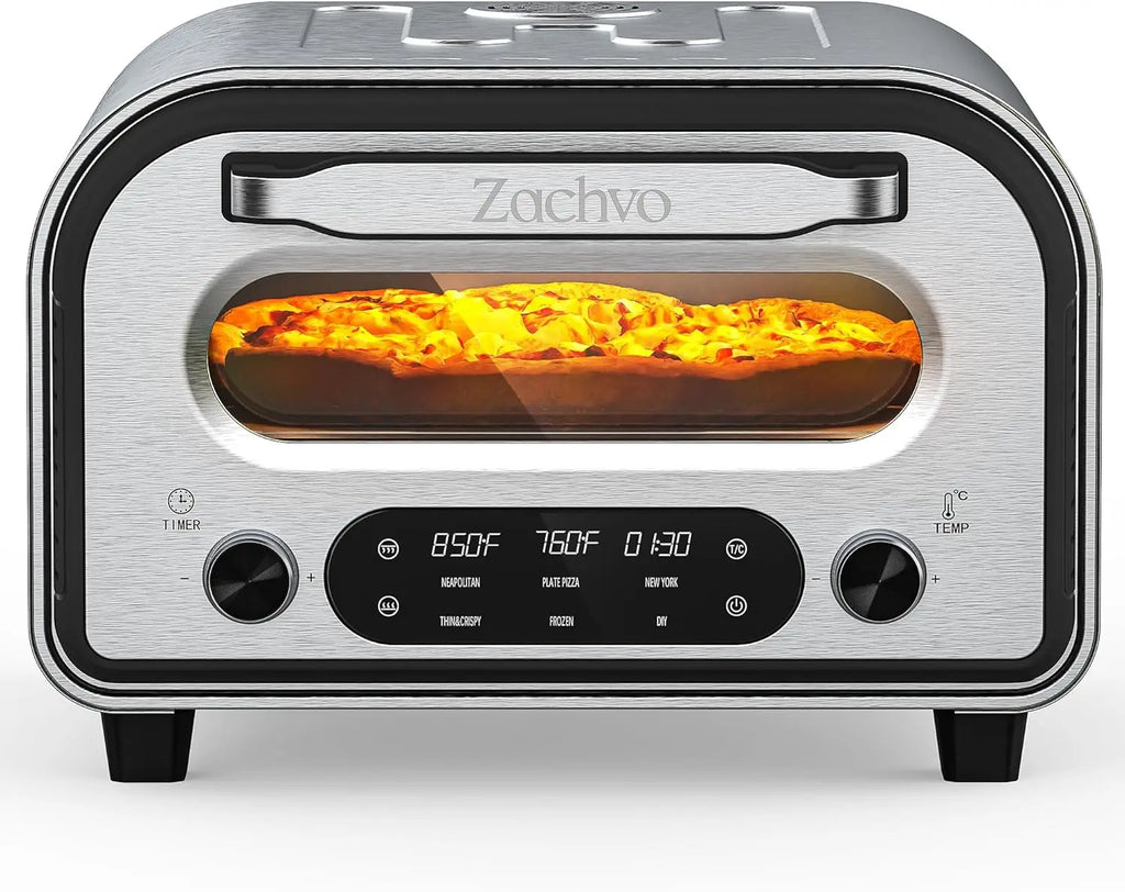 Electric Indoor Pizza Oven, Heats to 850°F, Cooks 12" Pizzas in 90 Seconds with Touchscreen Presets and Included Accessories