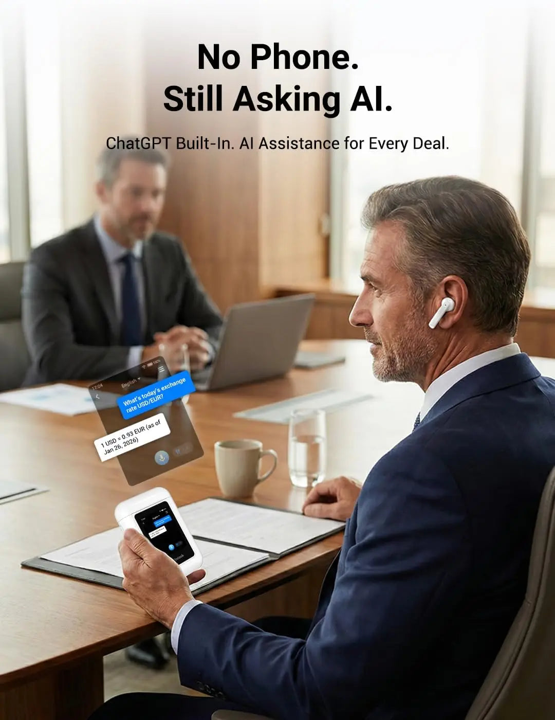AI Translation Earbuds Real-Time in 144 Languages, Offline Device for Business Conferences, No App Needed (White)