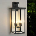26"H Modern Outdoor Wall Lantern:Black Frame,Clear Glass,4 E12,Weatherproof Porch/Patio(No Bulbs)