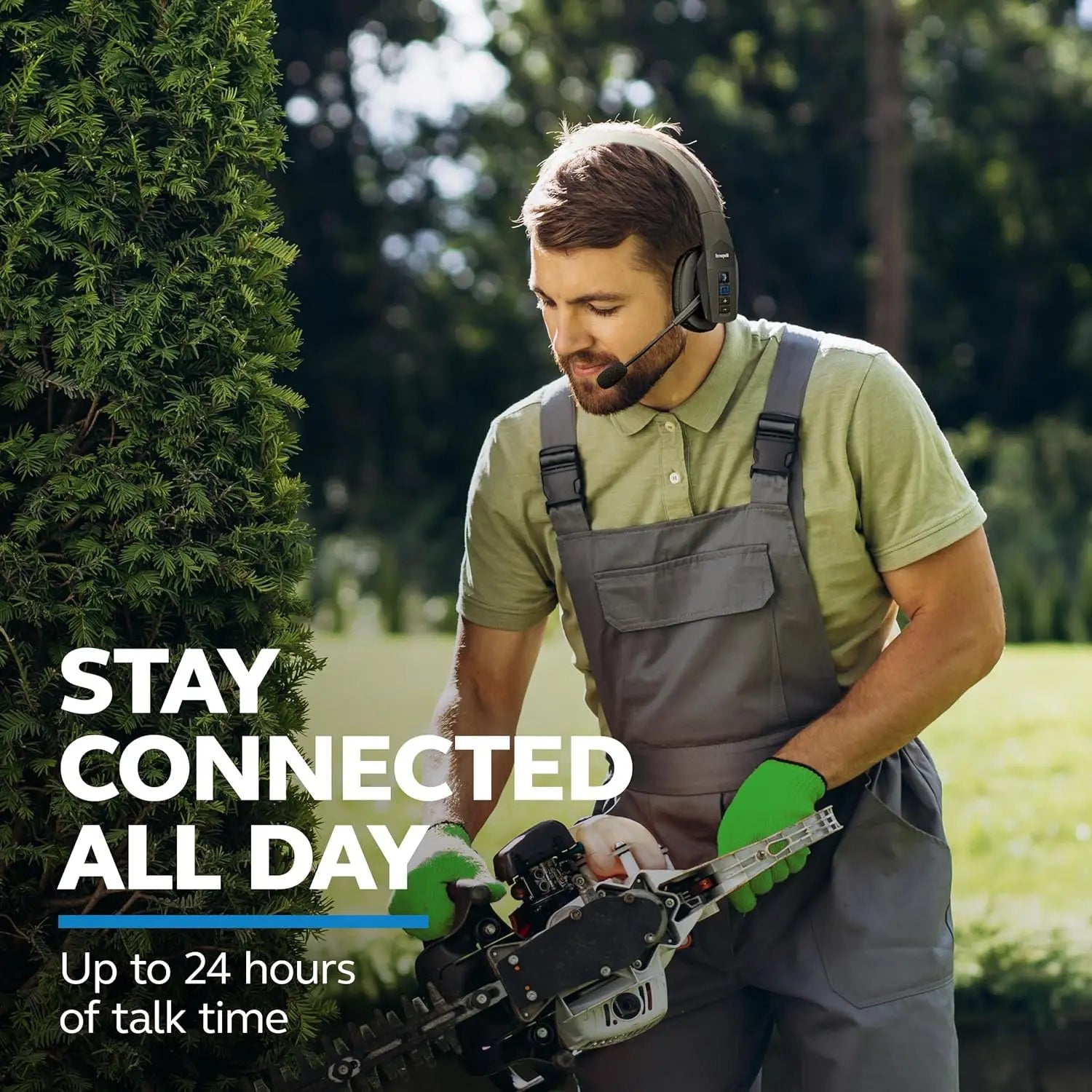 Noise Canceling Bluetooth Headset with Mic, All Day Comfort, 300 ft Range, 24 hrs Talk Time
