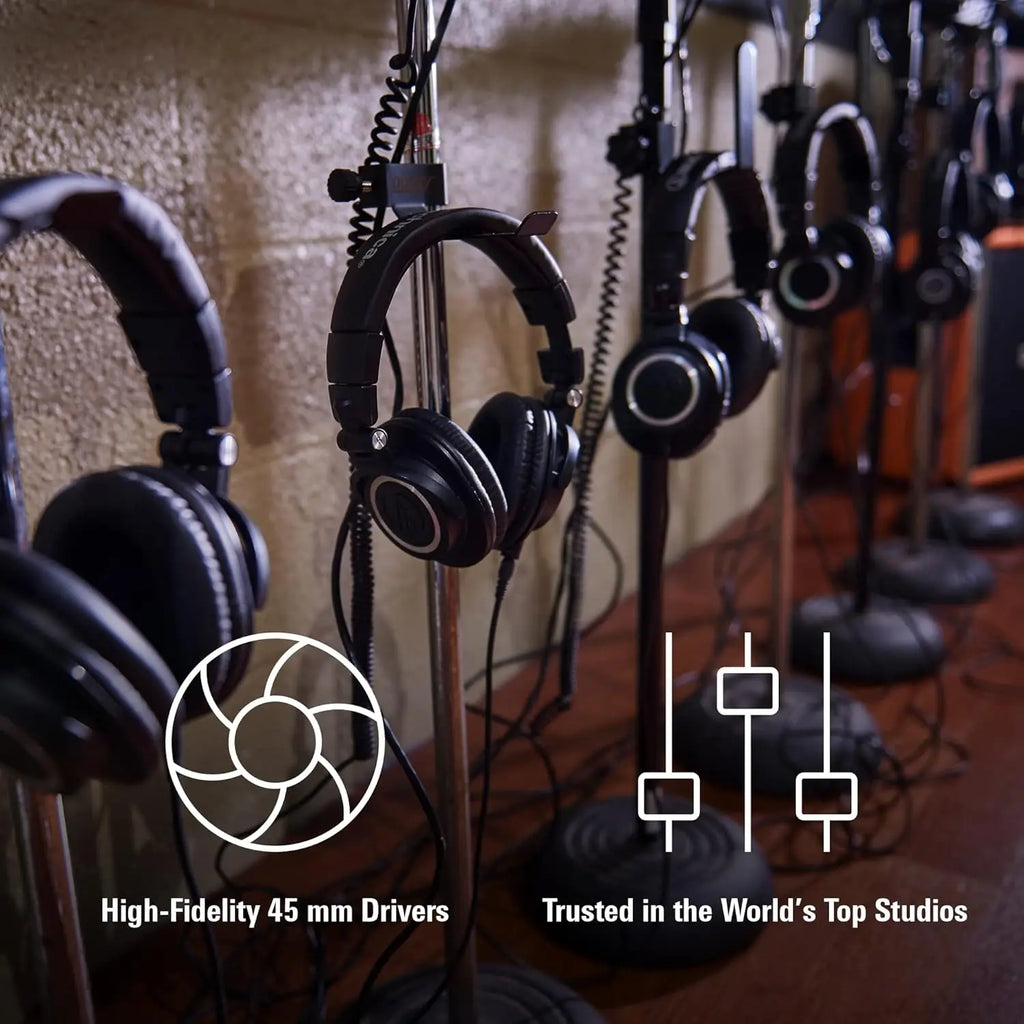 Professional Studio Monitor Headphones, Black, Detachable Cable, Critically Acclaimed for High-Quality Audio