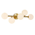 5-Light Mid Century Modern Gold Bathroom Light, 3CCT Dimmable LED with Milk Glass for Kitchen Dining Room, Gold