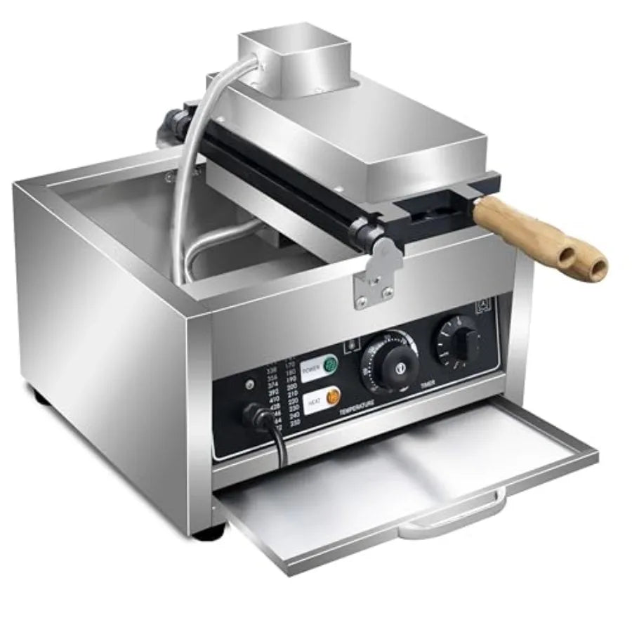 Commercial Taiyaki Fish Waffle Maker 14pcs Non-stick Big Eyes Small Fish Shaped Waffles Iron with Teflon Coating 50-300 Adjusta