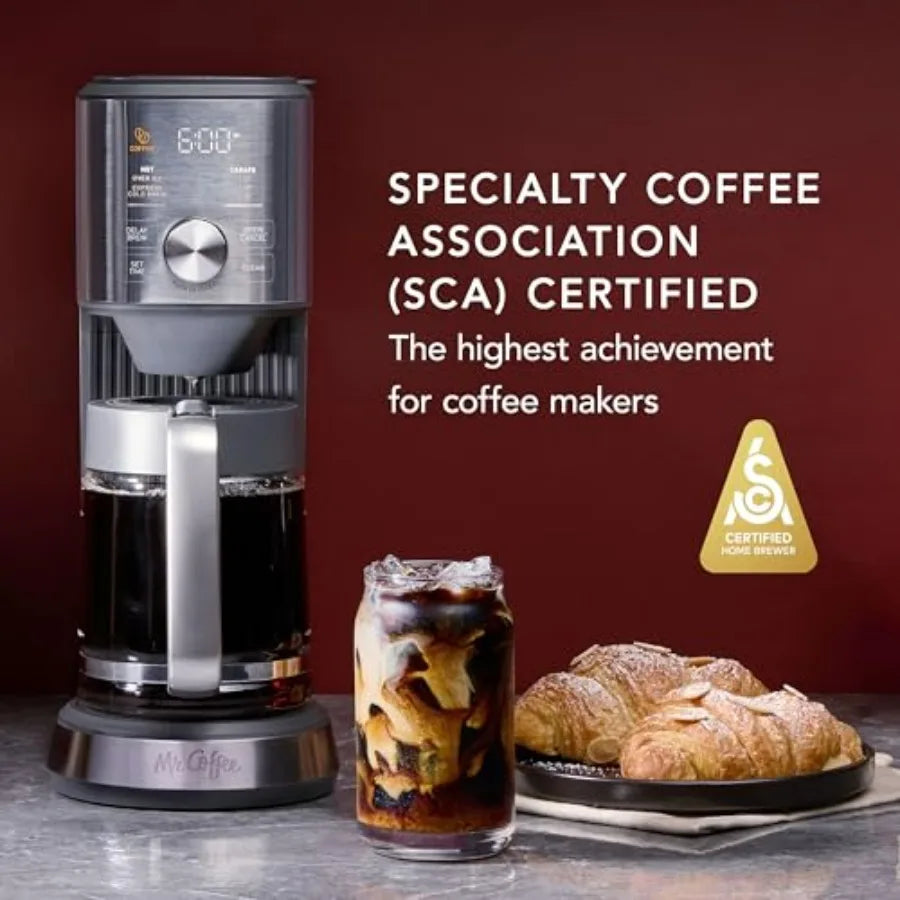 Hot Cold Brew Coffee Maker Tea Brewer for Home Use with Stainless Steel Filter Black Design Energy Efficient and Easy to Clean