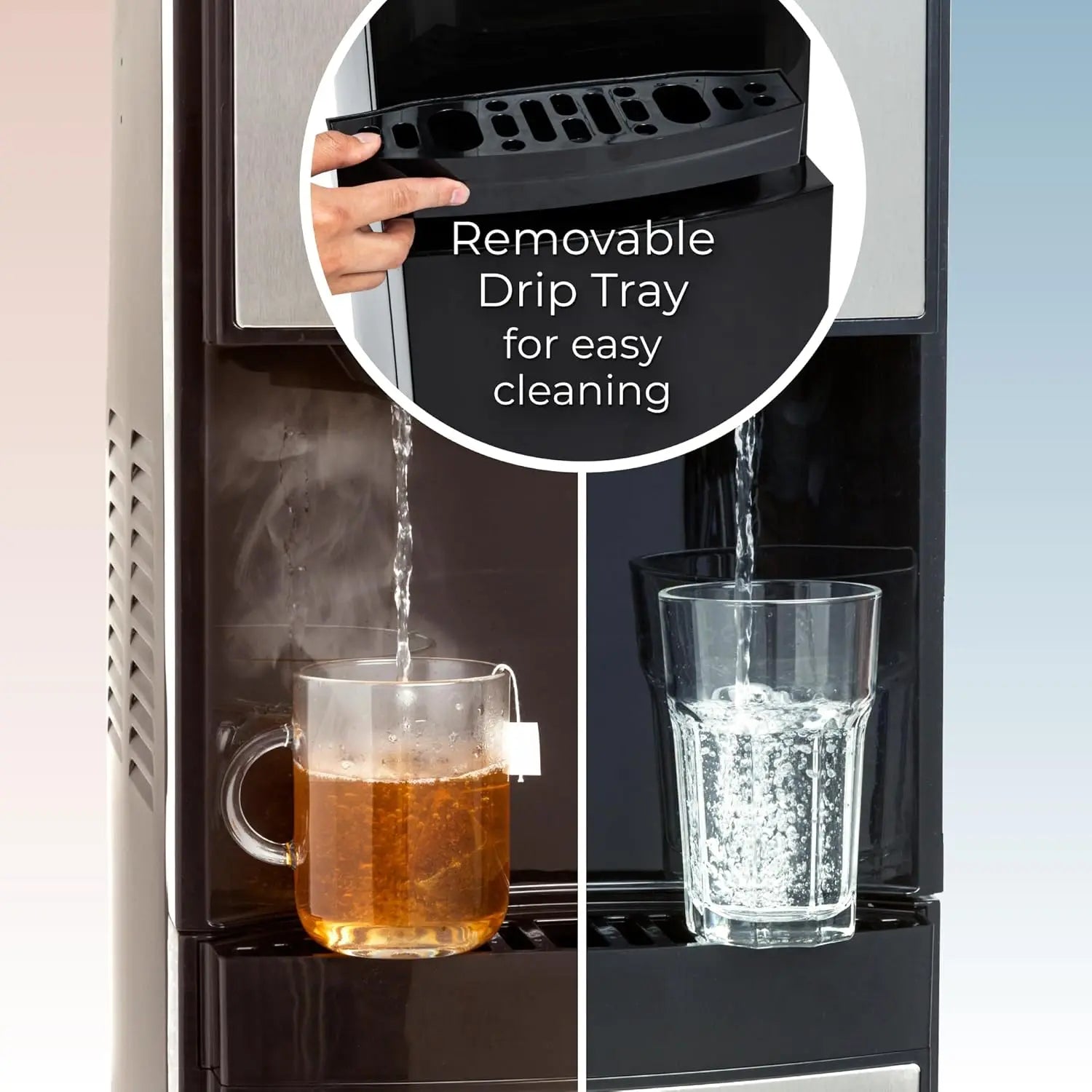 Hot Cold Room Temperature Water Dispenser - Stainless Steel, 3 & 5 Gallon Jugs, Child Safety Lock for Home Office Kitchen
