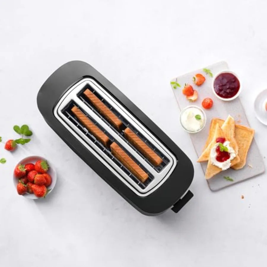 Enfinigy 4-Slice Long Slot Toaster Extra Wide 1.5 Slots for Bagels and Toast Black