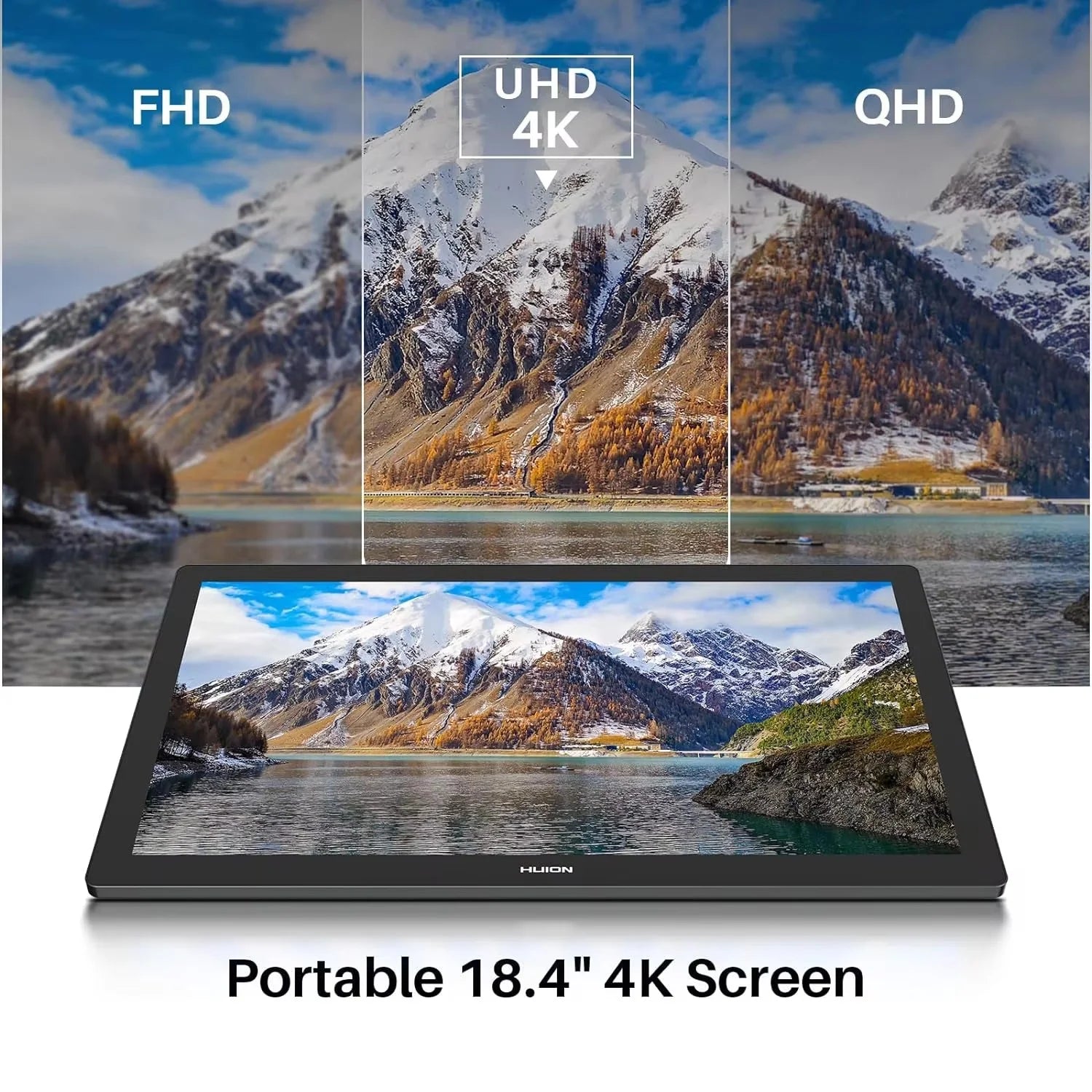 Huion Tablet Kamvas Pro 19 Graphics Tablet 18.4" Monitor 4K UHD Full Touchscreen Drawing Display 16K Levels Pressure Dual Pen