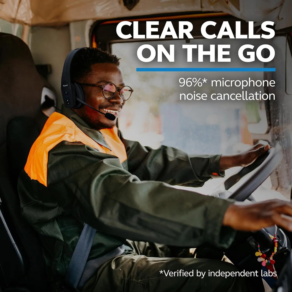 Noise Canceling Bluetooth Headset with Mic, All Day Comfort, 300 ft Range, 24 hrs Talk Time