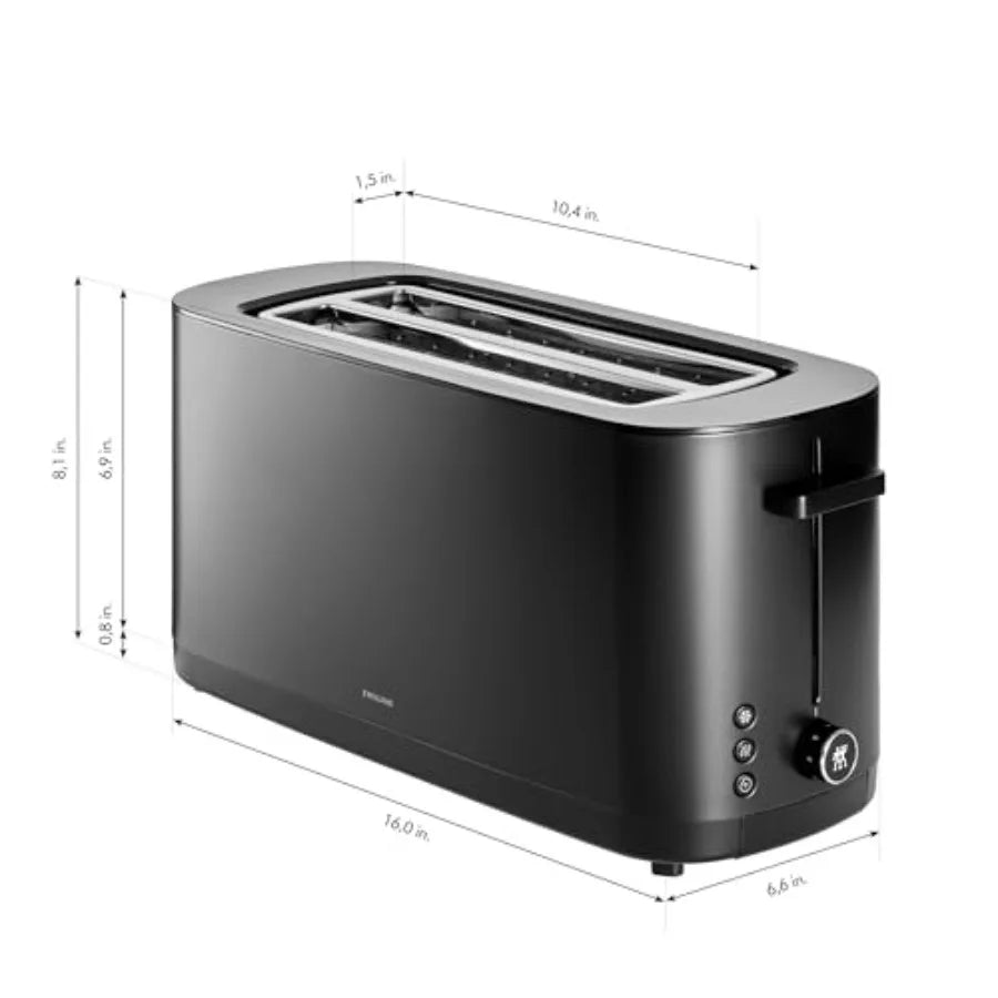 Enfinigy 4-Slice Long Slot Toaster Extra Wide 1.5 Slots for Bagels and Toast Black