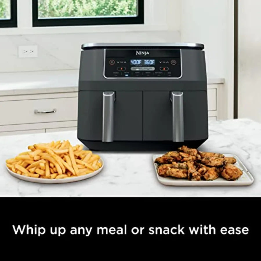 8 Quart 6-in-1 DualZone 2-Basket Air Fryer with Independent Frying Baskets for Roasting Broiling Dehydrating Smart Finish Cooki